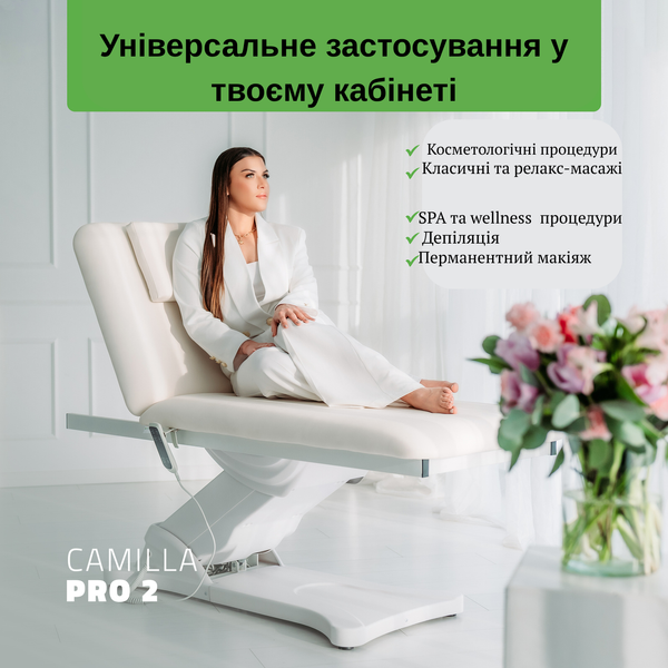 Електричне косметологічне ліжко Camilla PRO 2 з підігрівом (2 мотори) &mdash; для масажу та SPA T-SS047 фото