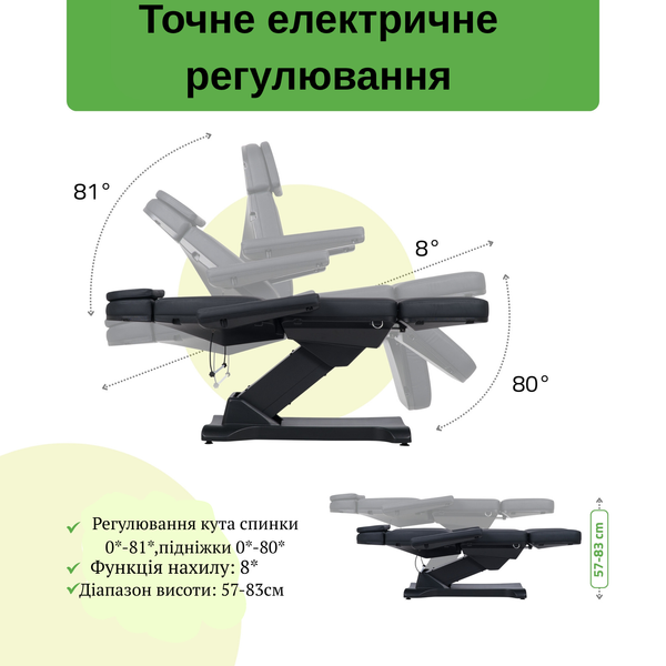 Косметологическое кресло Selia PRO 4 (Black) — электрорегулировка, 4 мотора T-SS099 фото Косметологическое кресло Selia PRO 4 (Black) — электрорегулировка, 4 мотора T-SS099 фото