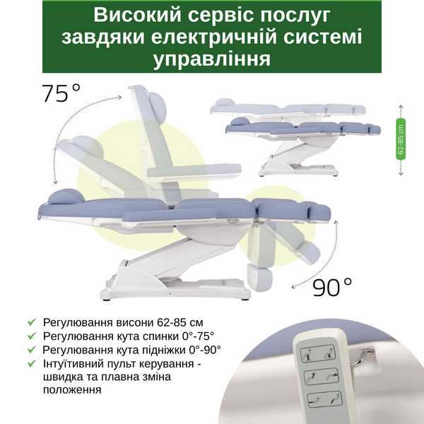 Косметологічне крісло з електричним регулюванням Elara PRO 4 T-SS049 фото