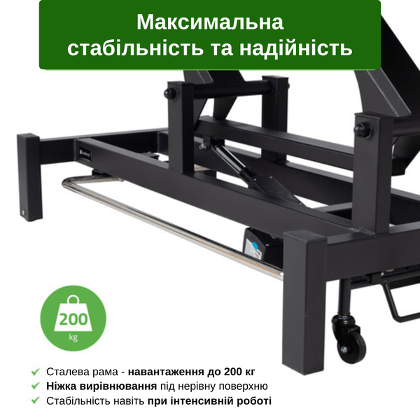 Стаціонарний масажний стіл Fortis 2 ERGO (Чорно-сірий) T-SS079 фото