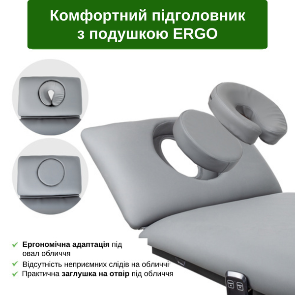 Стаціонарний масажний стіл Fortis 2 ERGO (Чорно-сірий) T-SS079 фото