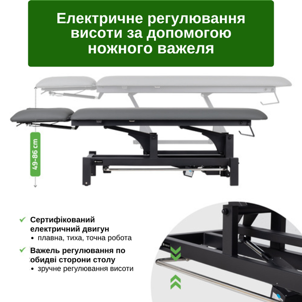 Стаціонарний масажний стіл Fortis 2 ERGO (Чорно-сірий) T-SS079 фото