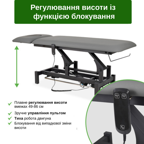 Стаціонарний масажний стіл Fortis 2 ERGO (Чорно-сірий) T-SS079 фото