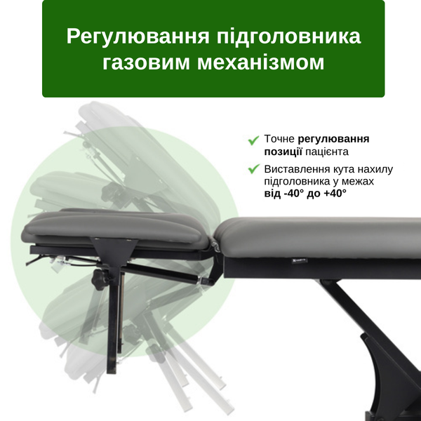 Стаціонарний масажний стіл Fortis 2 ERGO (Чорно-сірий) T-SS079 фото