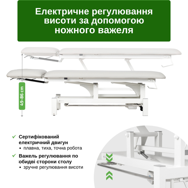 Стаціонарний масажний стіл Fortis 2 ERGO (Біло-сірий) T-SS084 фото