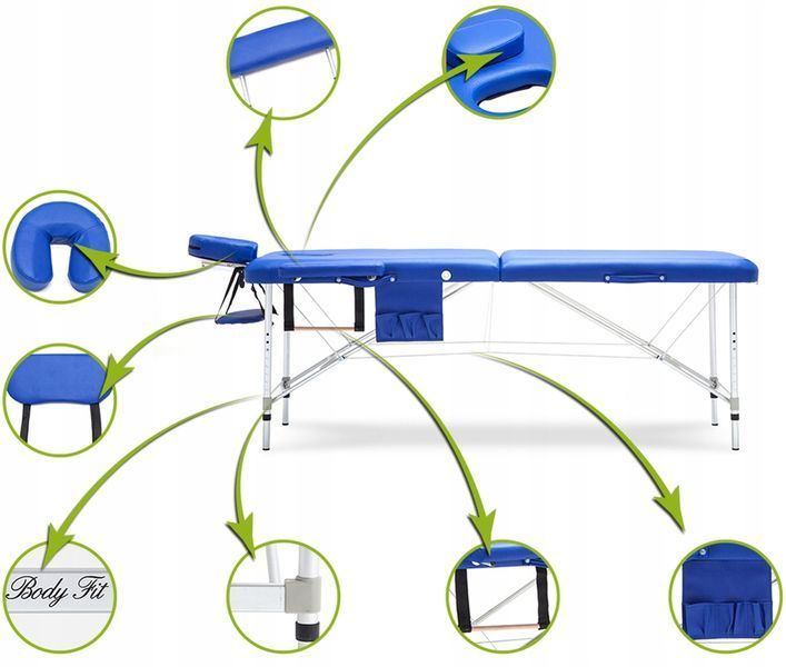Алюминиевый массажный стол Bodyfit 195х70,5 см 2-70Bodyfit-BLUE фото